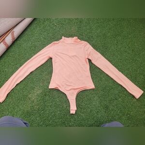 ASOS Peach Mock Neck Long Sleeve Bodysuit